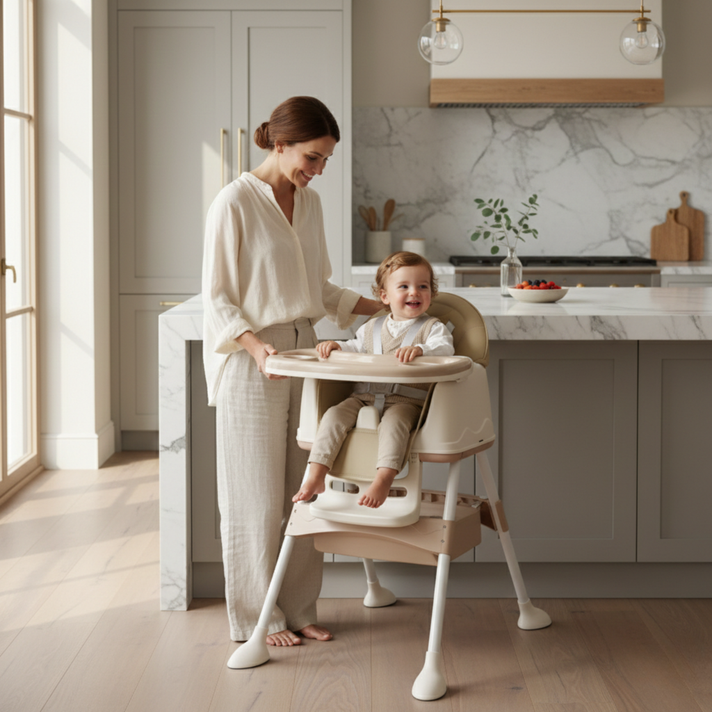 chaise haute bébé multifonction 3 en 1, siège, trotteur et table