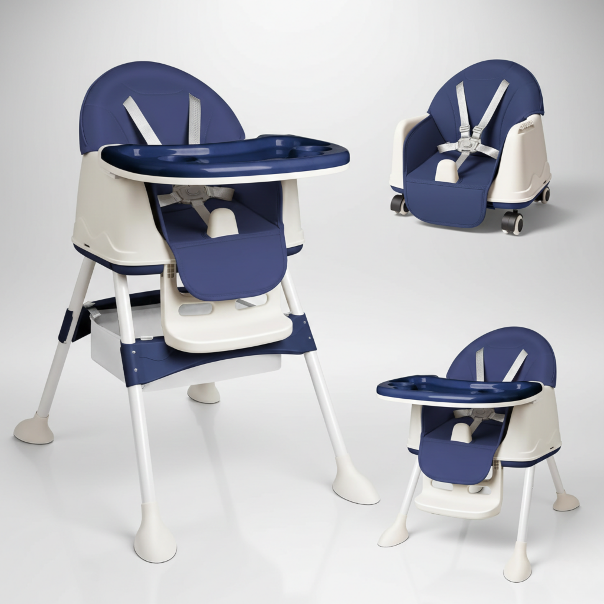 chaise haute bébé multifonction 3 en 1, siège, trotteur et table