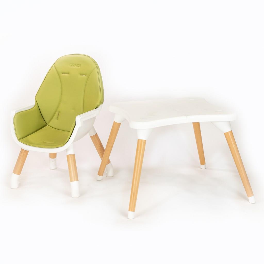 chaise haute bébé évolutive pieds en bois 3 en 1